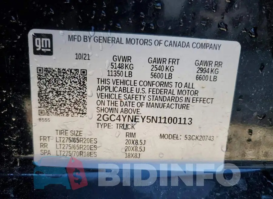 2GC4YNEY5N1100113 Photo# 12
