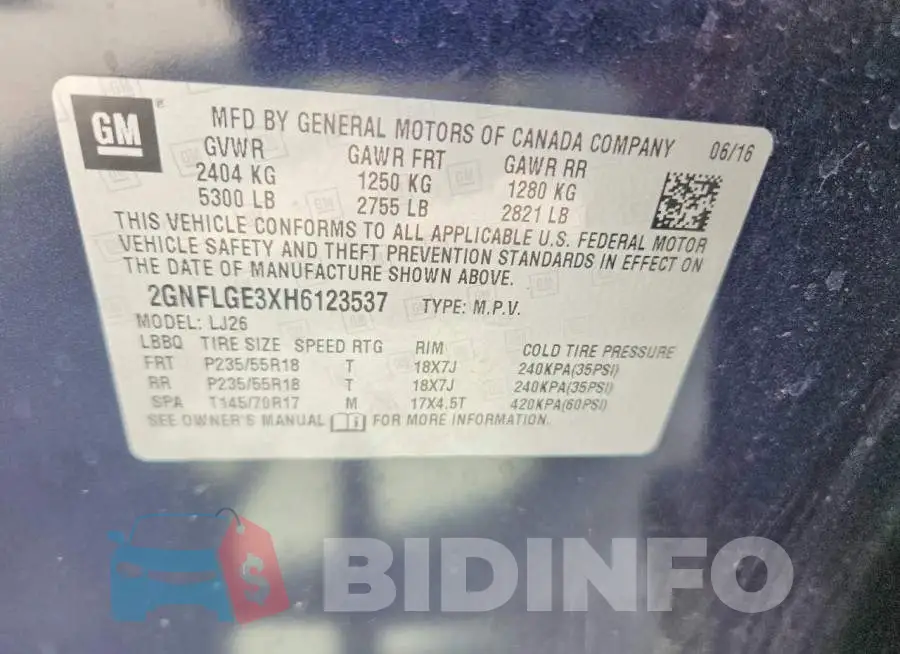 2GNFLGE3XH6123537 Photo# 14