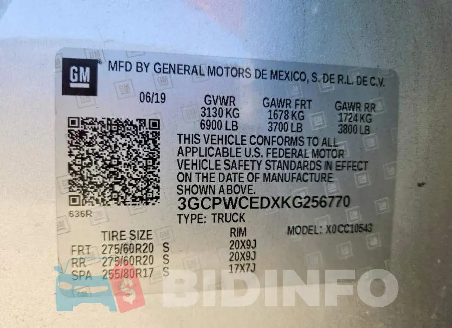 3GCPWCEDXKG256770 Photo# 12