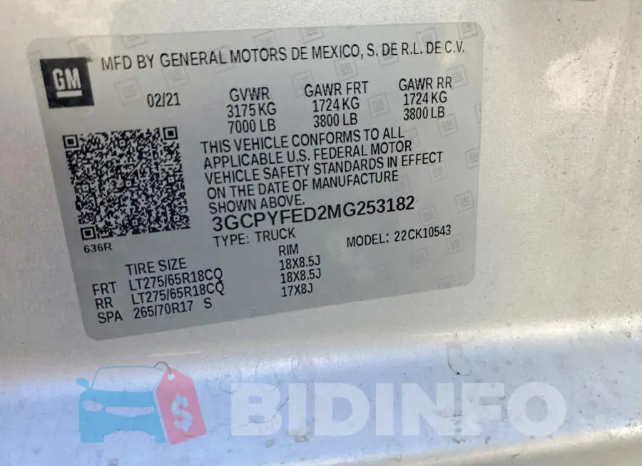 3GCPYFED2MG253182 Photo# 13