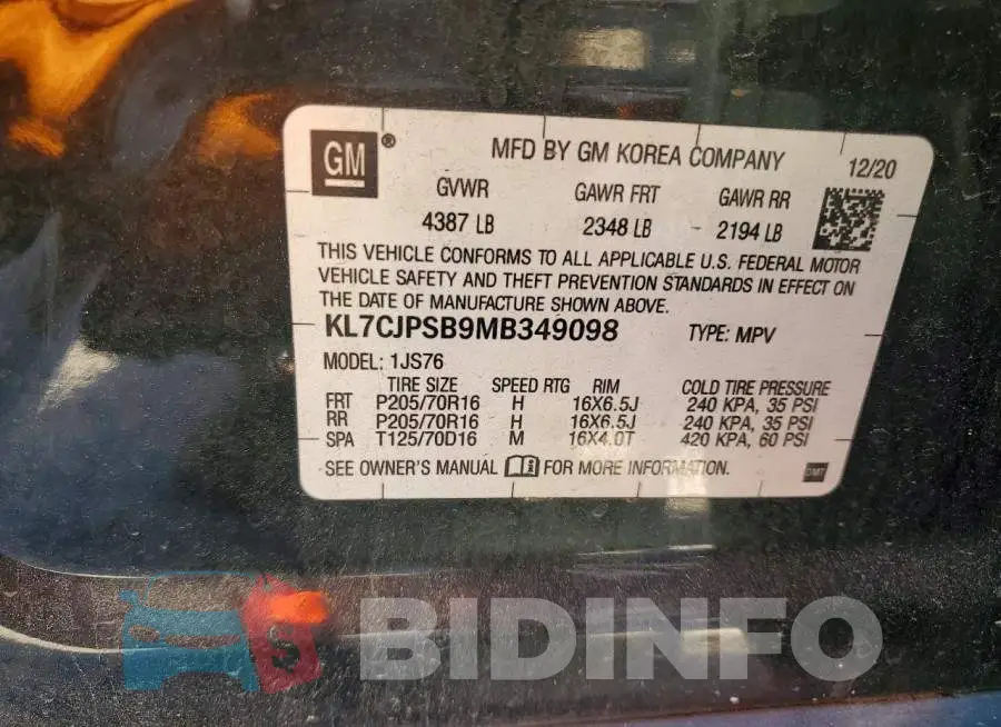 KL7CJPSB9MB349098 Photo# 13