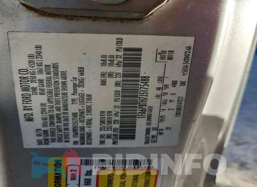 1FA6P8TH7J5175488 Photo# 13