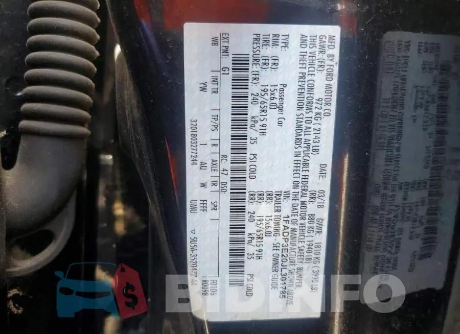 1FADP3E20JL301785 Photo# 12