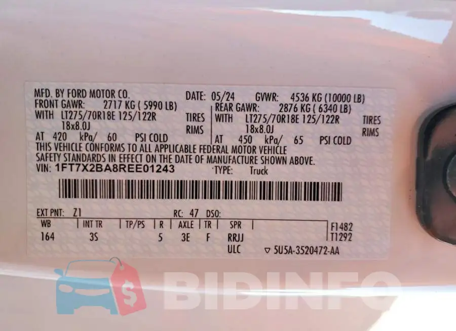 1FT7X2BA8REE01243 Photo# 12