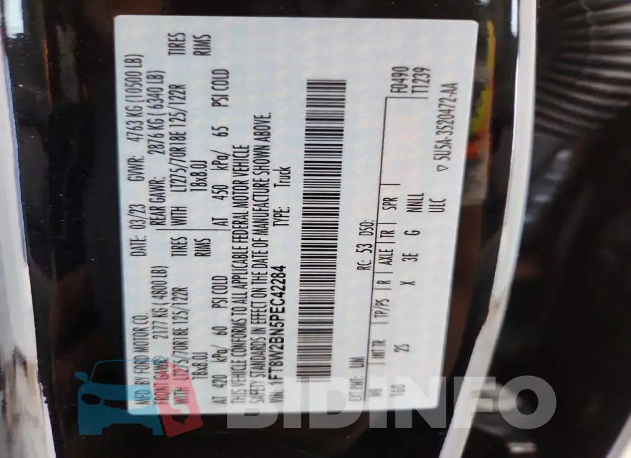 1FT8W2BN5PEC42284 Photo# 12
