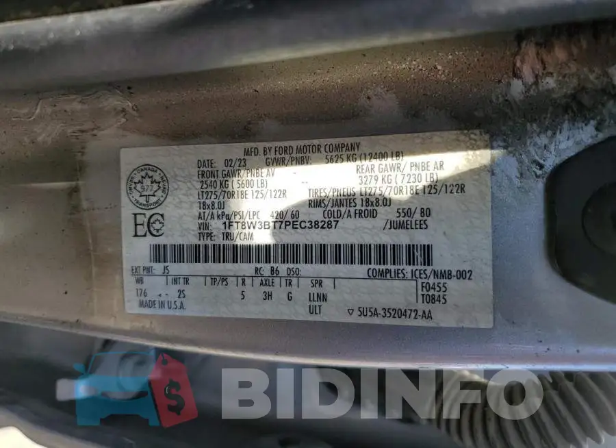 1FT8W3BT7PEC38287 Photo# 12