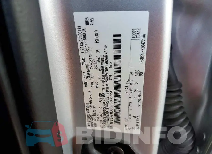1FTEW1EG3HFB30363 Photo# 12