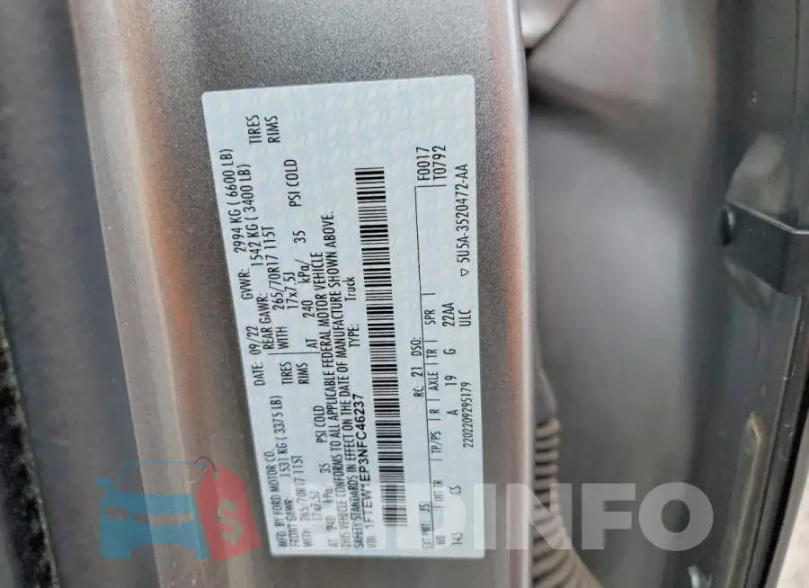 1FTEW1EP3NFC46237 Photo# 12