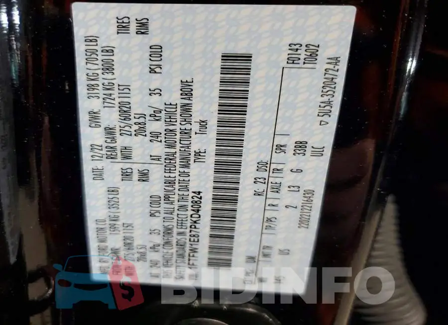 1FTFW1E87PKD40824 Photo# 13
