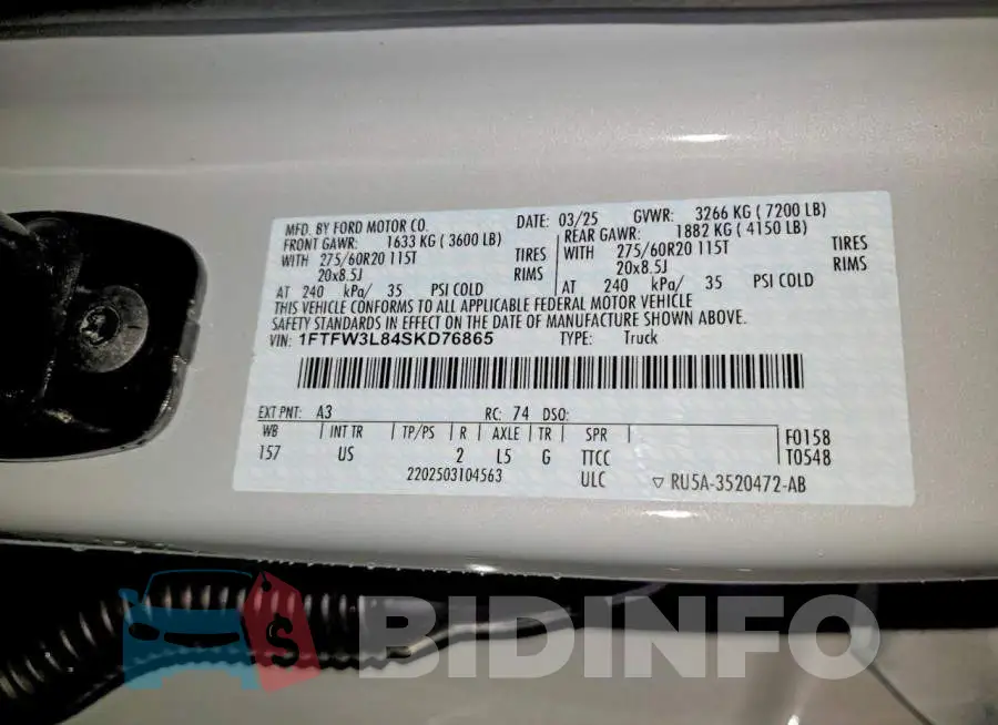 1FTFW3L84SKD76865 Photo# 12