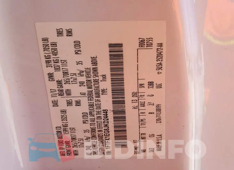 1FTFX1EG8JKD24448 Photo# 12