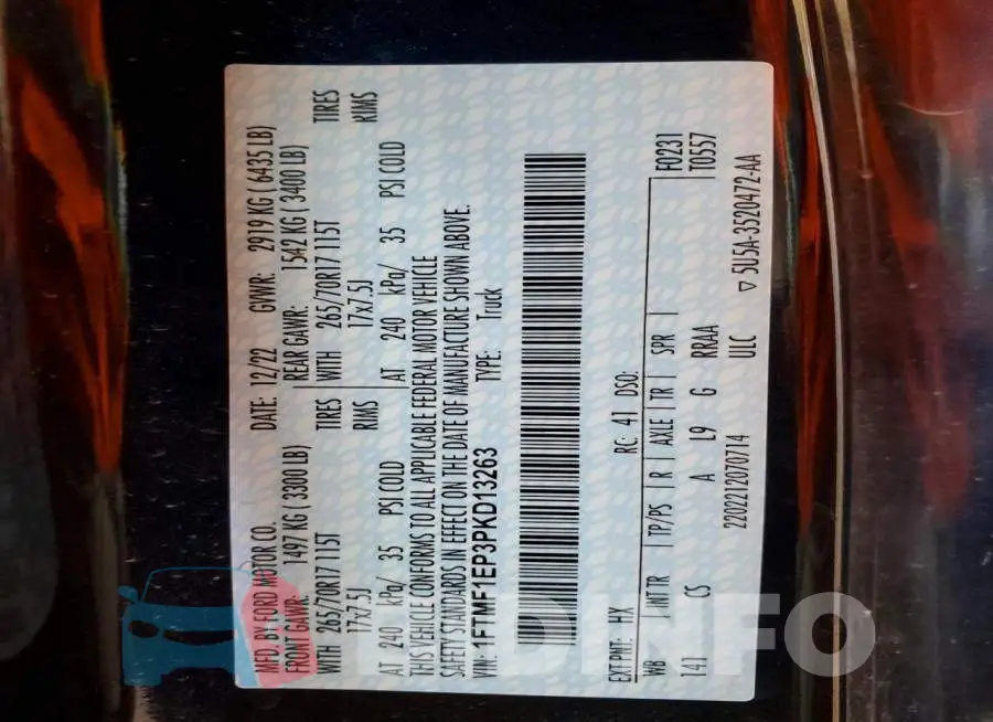 1FTMF1EP3PKD13263 Photo# 12