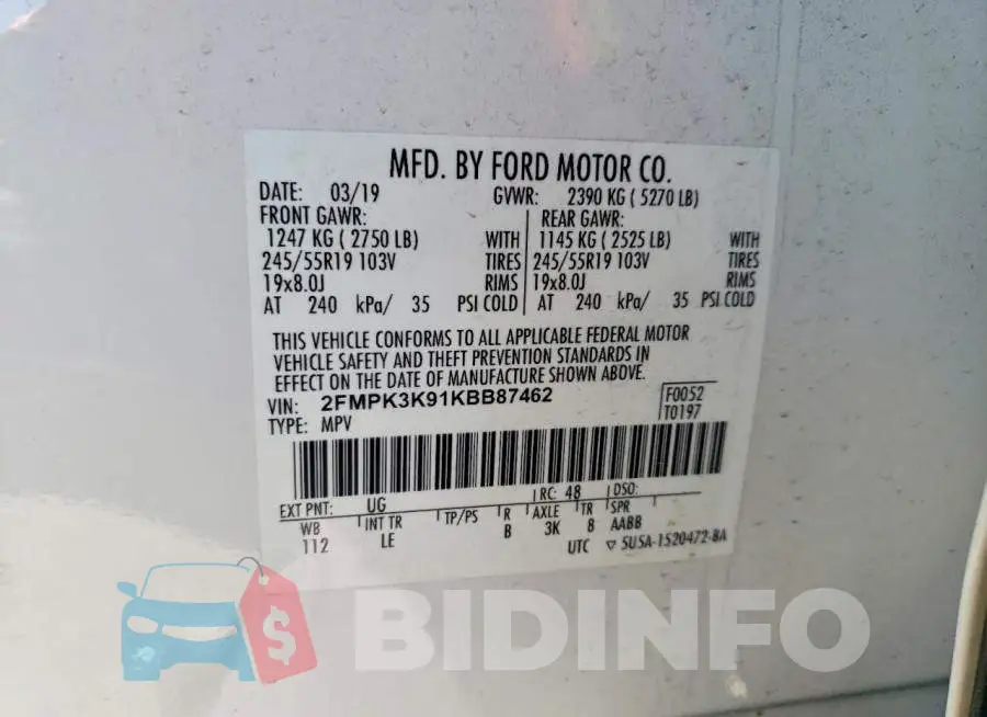 2FMPK3K91KBB87462 Photo# 13