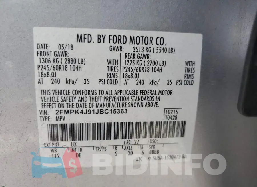 2FMPK4J91JBC15363 Photo# 14