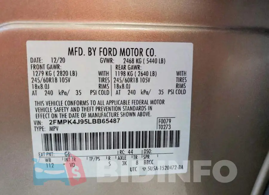 2FMPK4J95LBB65487 Photo# 12