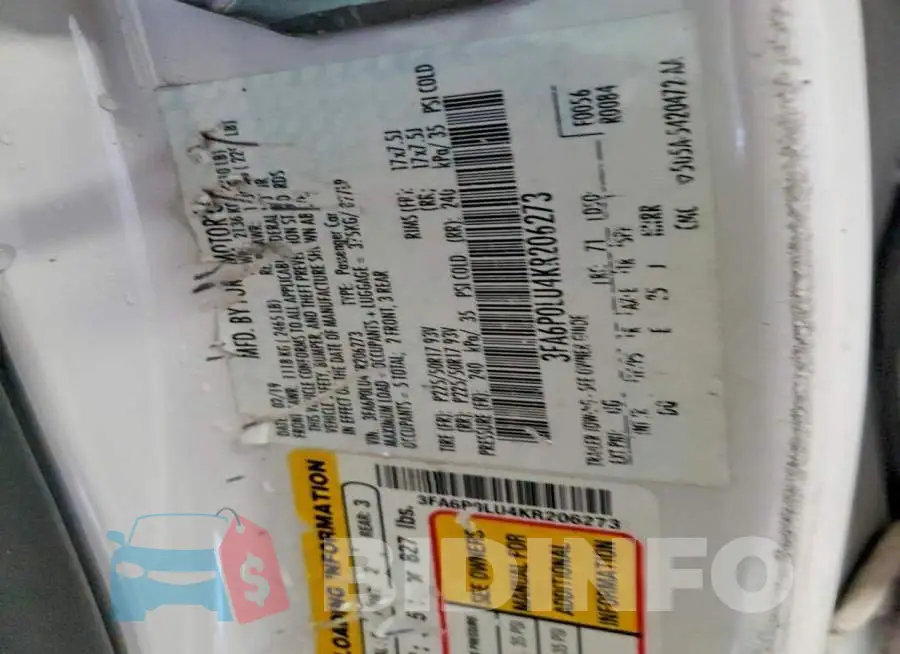 3FA6P0LU4KR206273 Photo# 12