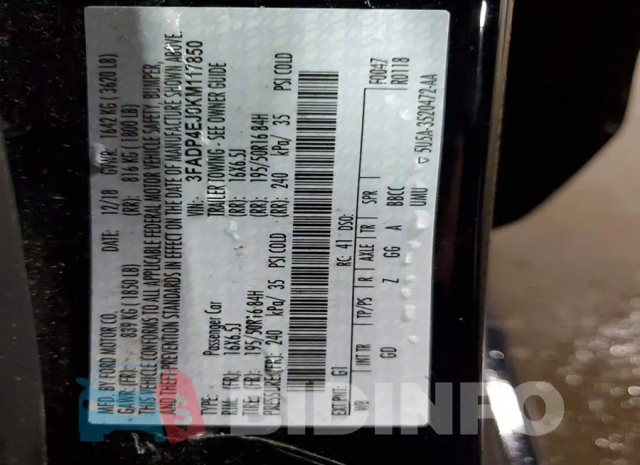 3FADP4EJ0KM117850 Photo# 13
