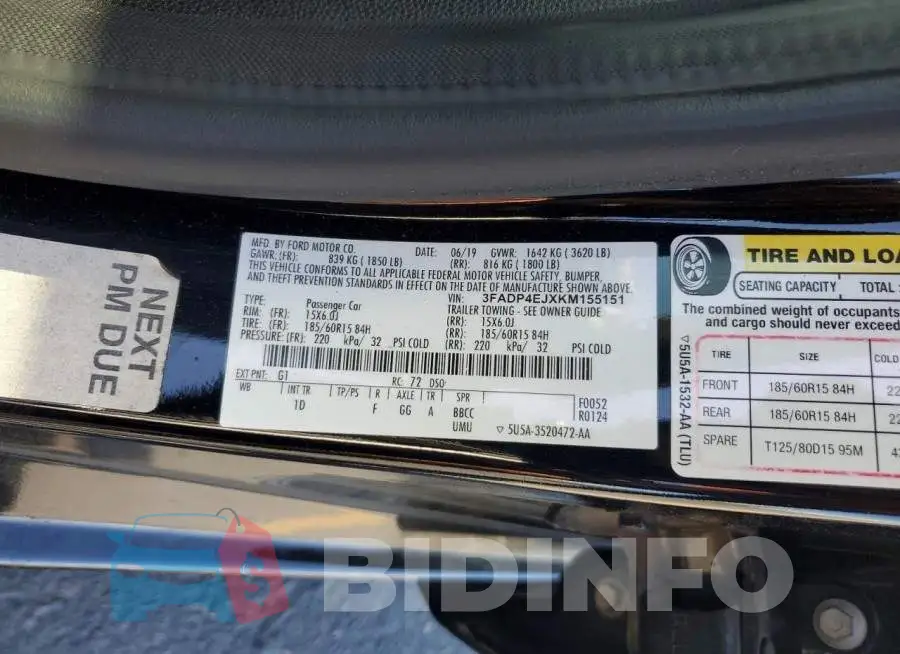 3FADP4EJXKM155151 Photo# 14