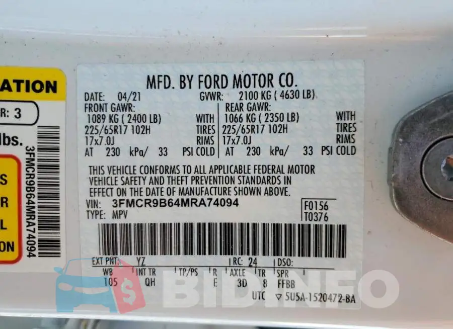 3FMCR9B64MRA74094 Photo# 13