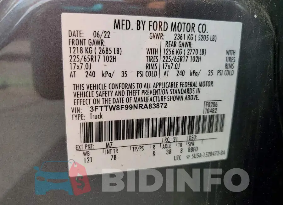 3FTTW8F99NRA83872 Photo# 12