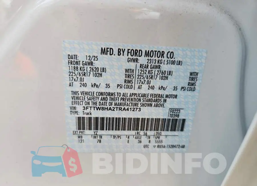 3FTTW8HA2TRA41273 Photo# 13