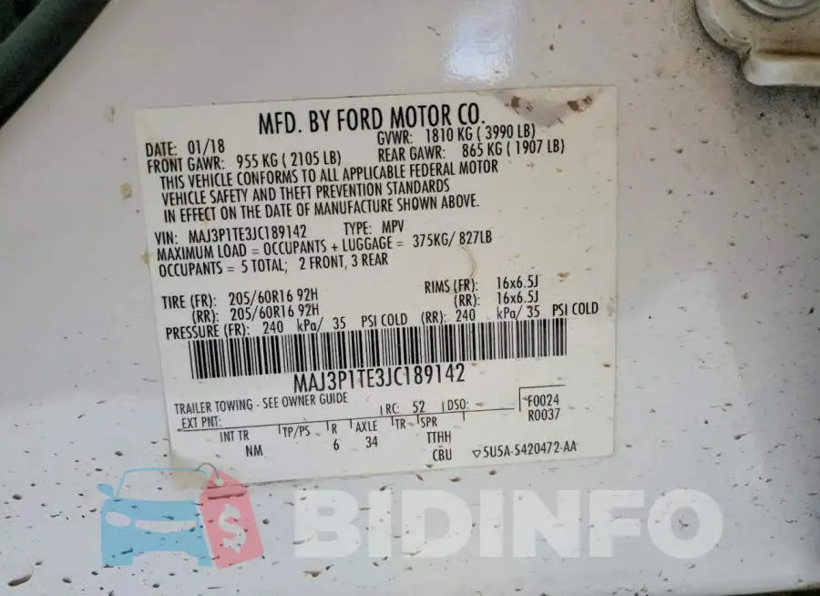 MAJ3P1TE3JC189142 Photo# 14