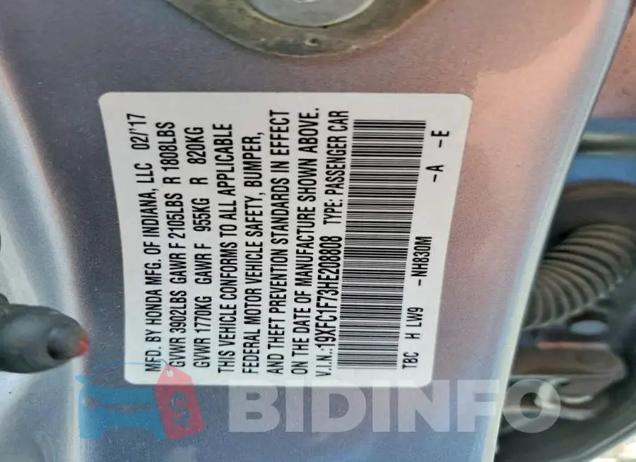 19XFC1F73HE208808 Photo# 13