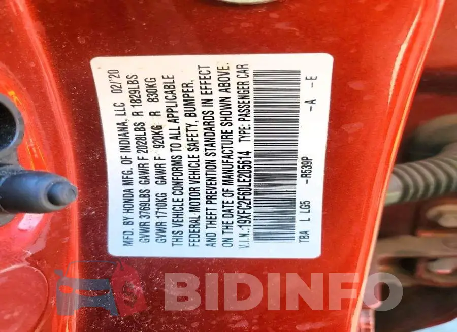 19XFC2F60LE205614 Photo# 12