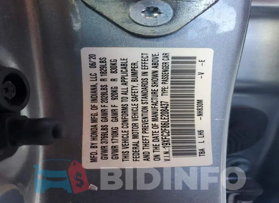 19XFC2F86LE208437 Photo# 12