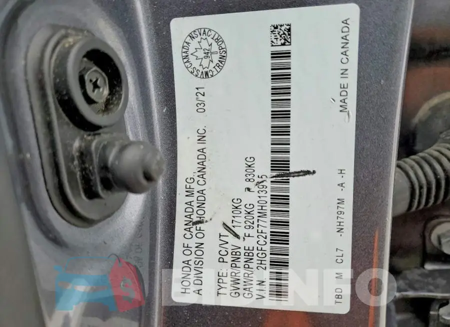 2HGFC2F77MH013915 Photo# 12