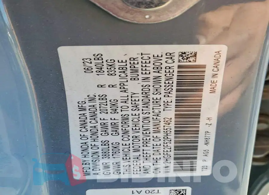 2HGFE2F52PH557462 Photo# 12