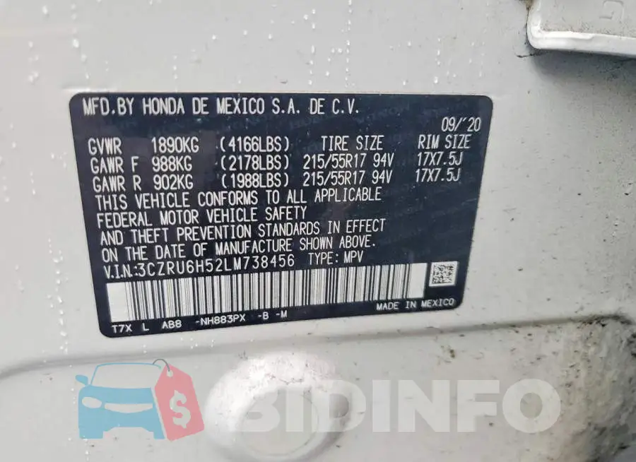 3CZRU6H52LM738456 Photo# 13