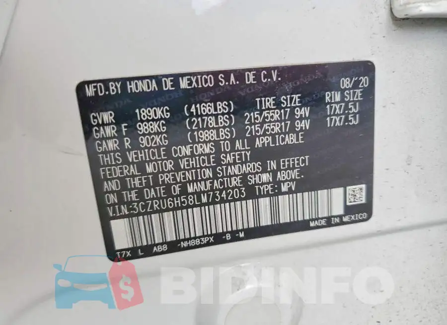 3CZRU6H58LM734203 Photo# 14