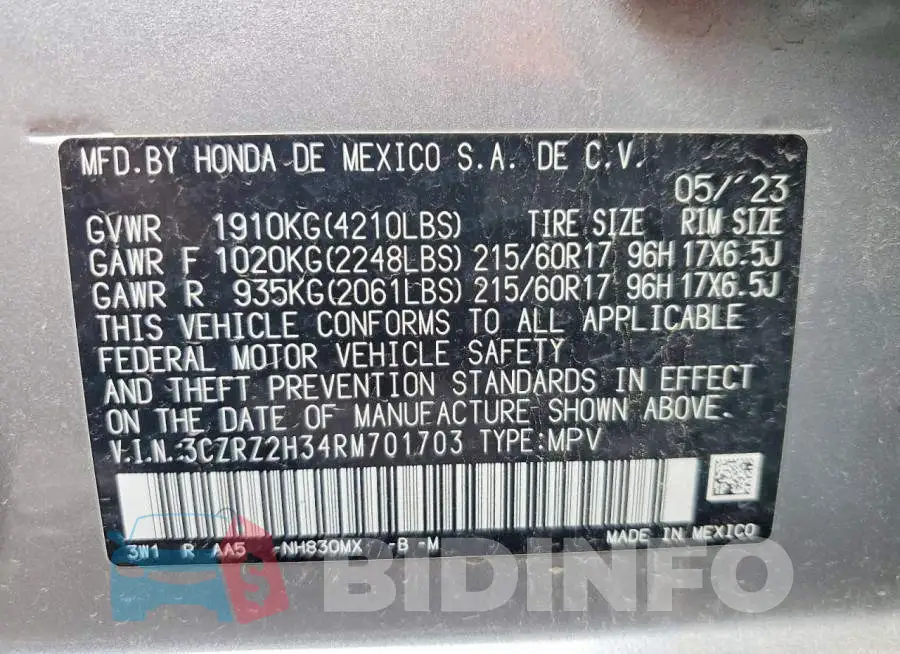 3CZRZ2H34RM701703 Photo# 12