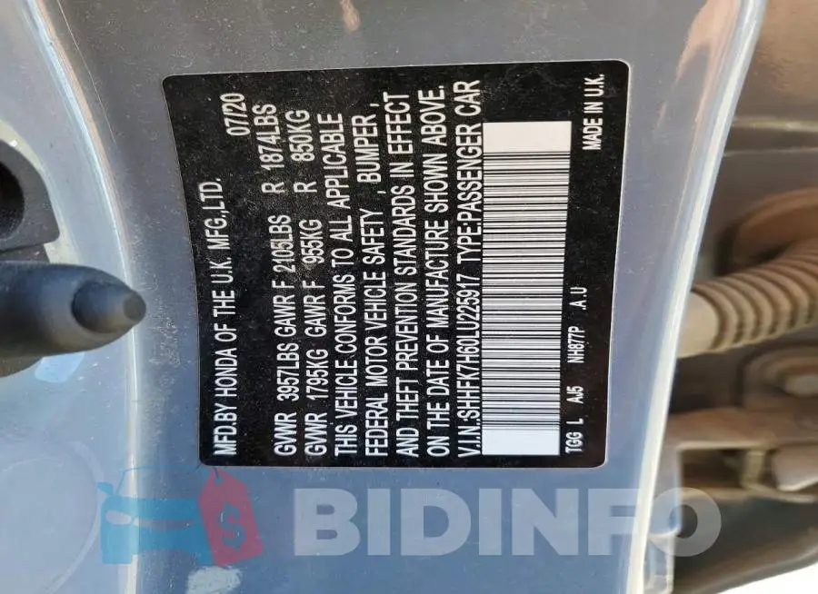 SHHFK7H60LU225917 Photo# 12