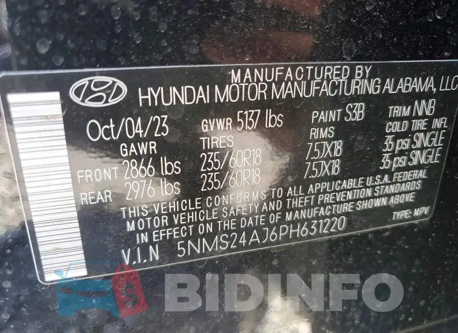 5NMS24AJ6PH631220 Photo# 14