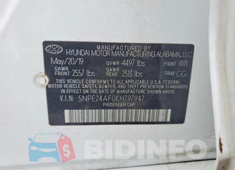 5NPE24AF0KH797947 Photo# 13