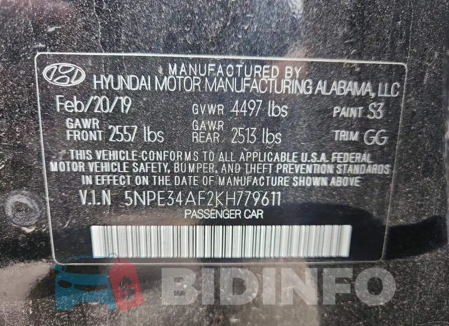 5NPE34AF2KH779611 Photo# 13