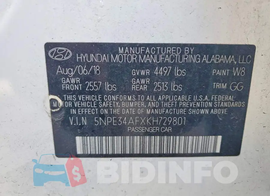 5NPE34AFXKH729801 Photo# 12