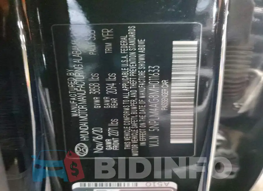 5NPLM4AG8MH011633 Photo# 12
