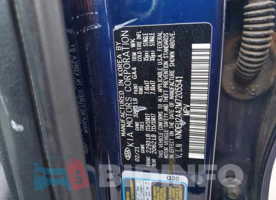 KNDEU2AA2M7205541 Photo# 14