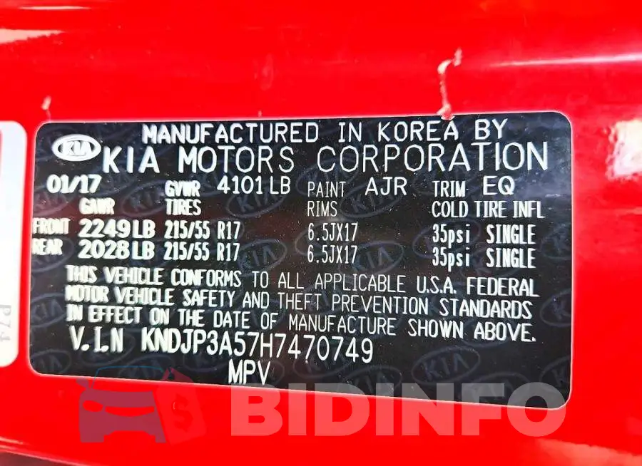 KNDJP3A57H7470749 Photo# 13