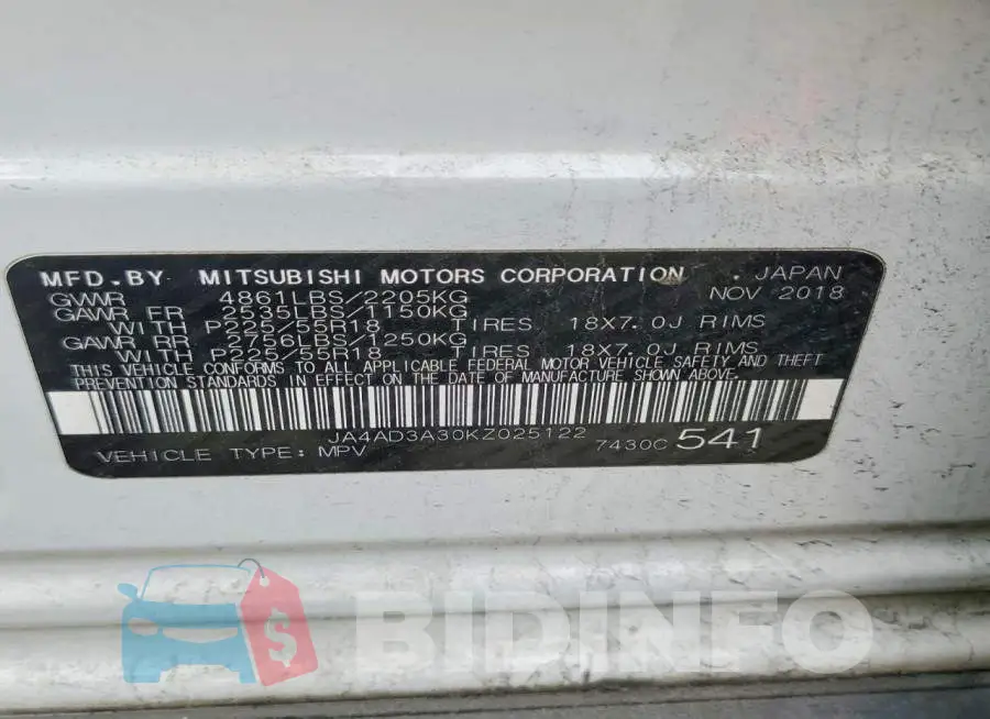 JA4AD3A30KZ025122 Photo# 13