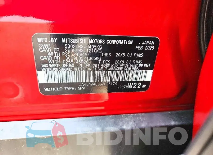 JA4J4VA83SZ026174 Photo# 13