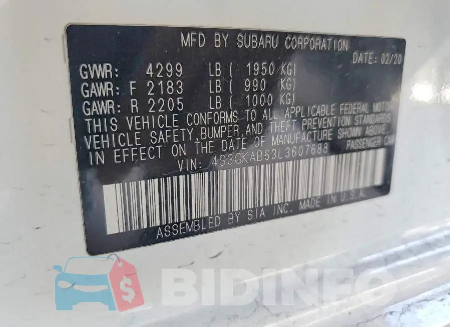 4S3GKAB63L3607688 Photo# 12
