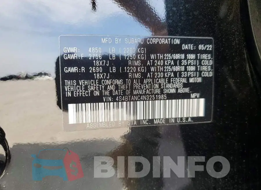 4S4BTANC4N3251985 Photo# 14