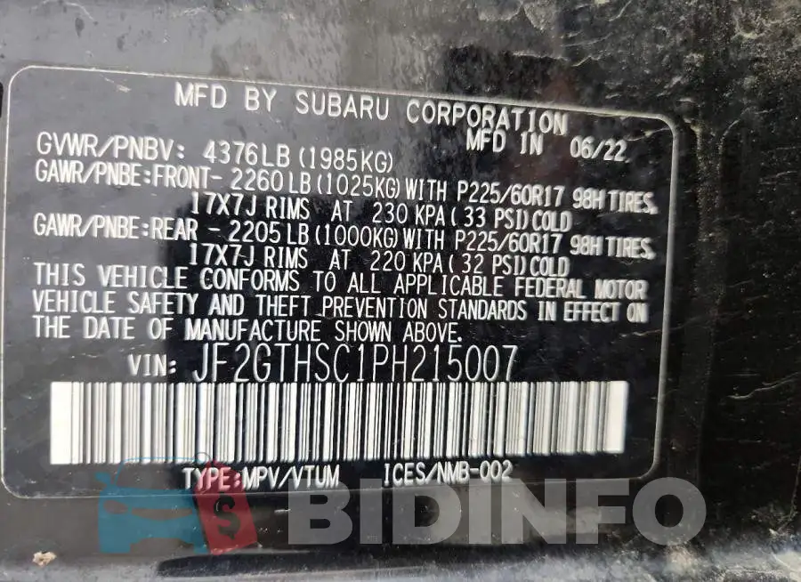 JF2GTHSC1PH215007 Photo# 13