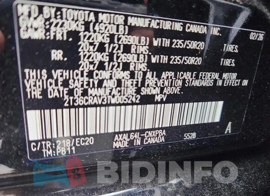 2T36CRAV3TW005242 Photo# 13