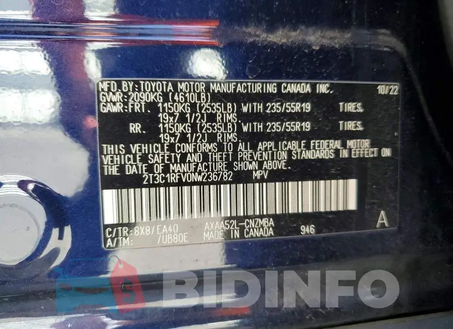2T3C1RFV0NW236782 Photo# 13