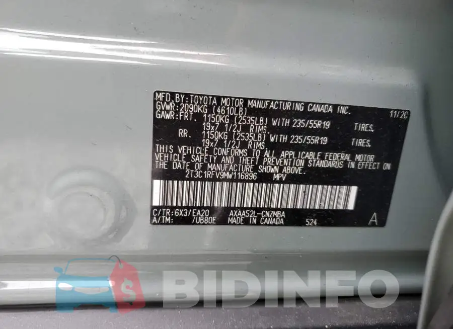 2T3C1RFV9MW116896 Photo# 13